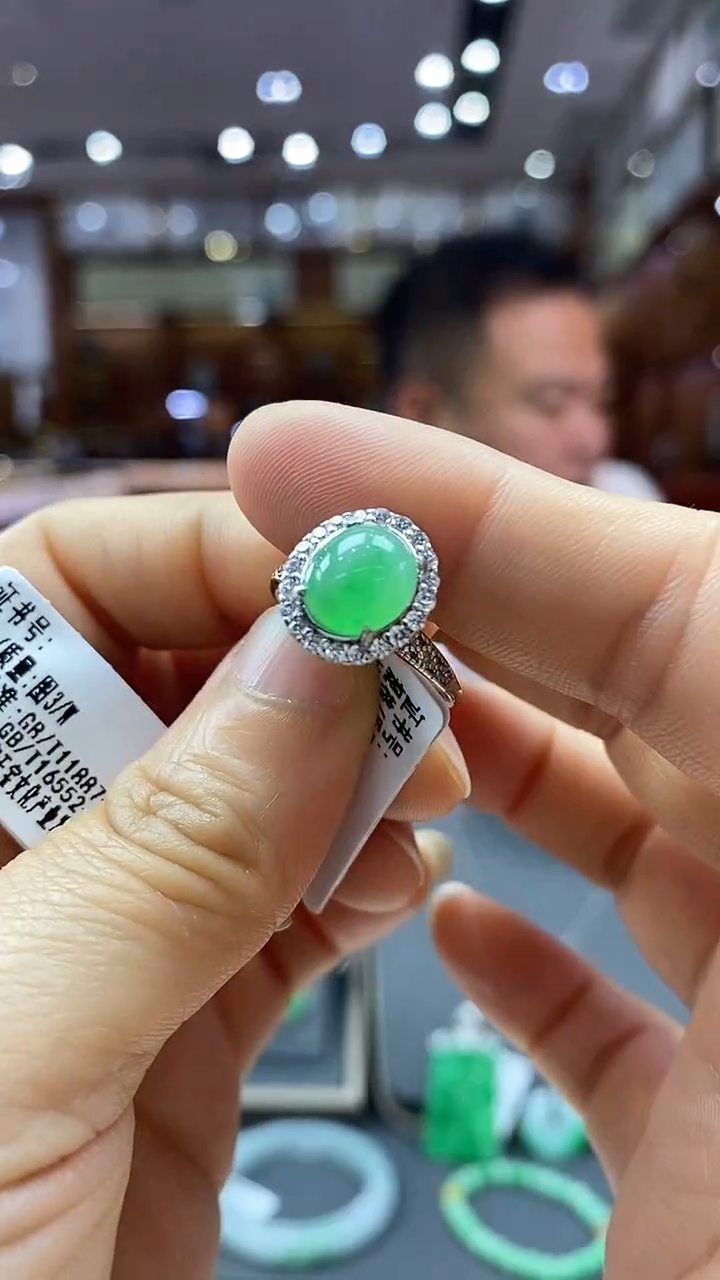 银S925镶嵌戒指翡翠戒指