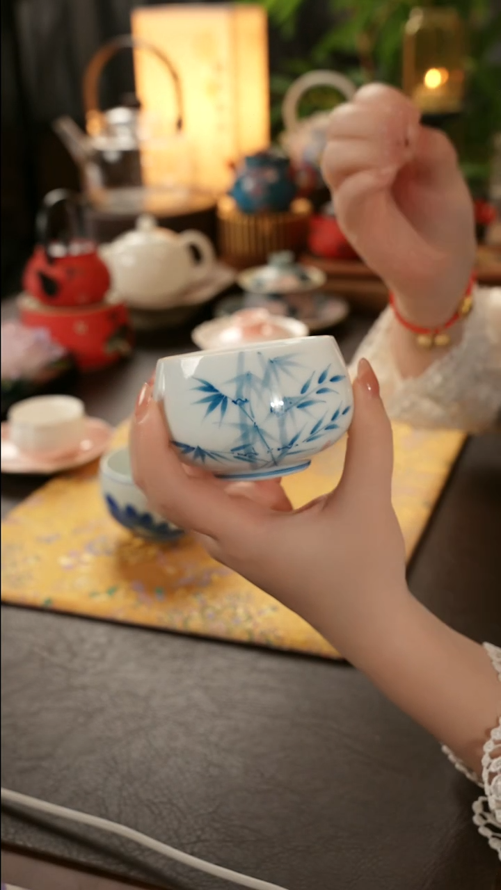 青云茶斋陶瓷茶具竹子禅定杯