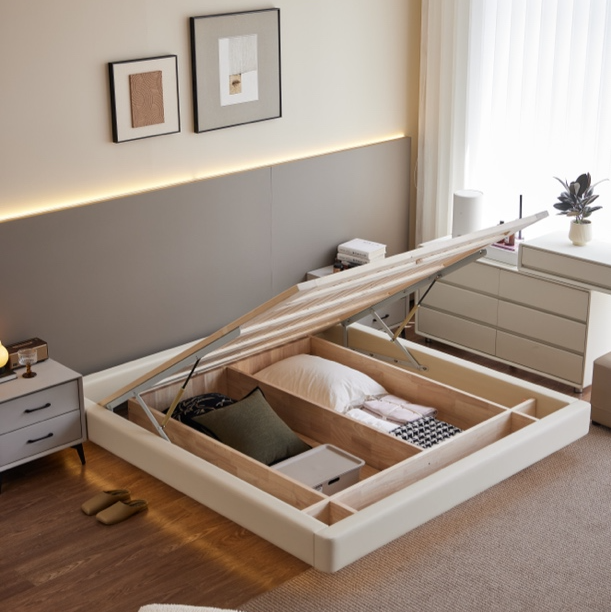 实木床榻榻米悬浮床高箱储物床双人床床架简约轻奢家用主卧简易