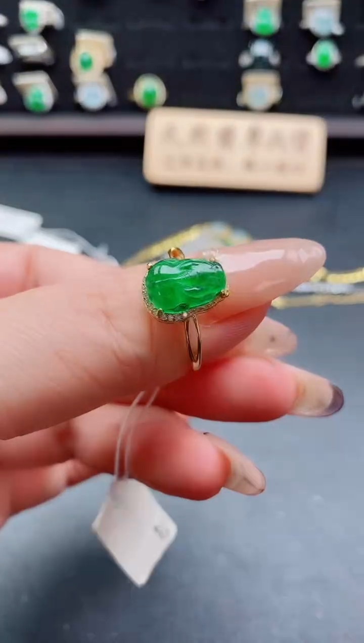 银S925镶嵌戒指翡翠1