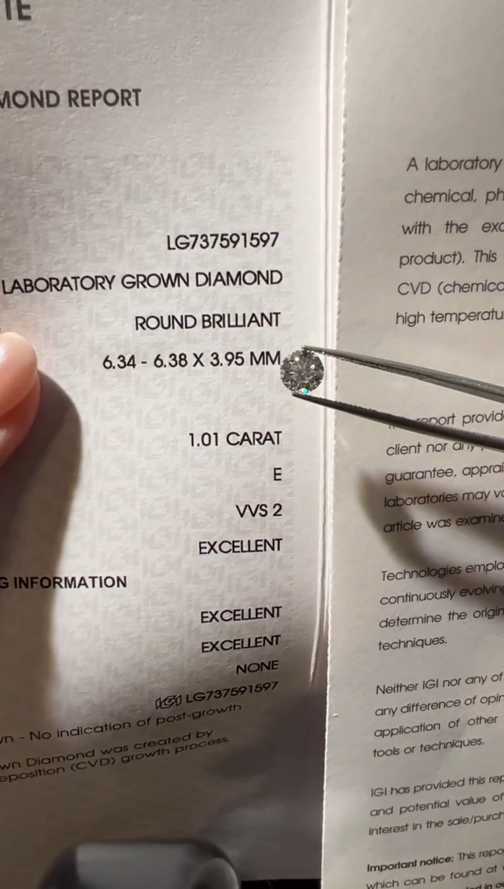 裸石合成钻石LG1597   1.01ct