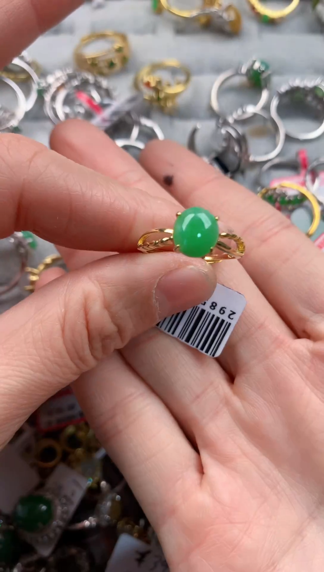 银S925镶嵌戒指翡翠222   1