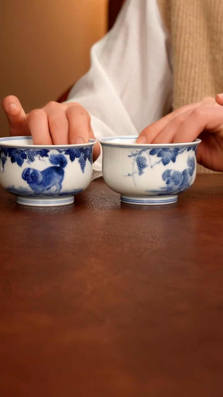 摆件陶景德镇瓷器，青花瓷手绘茶具~