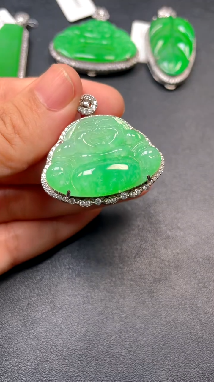 吊坠(不含链)银S925镶嵌翡翠吊坠