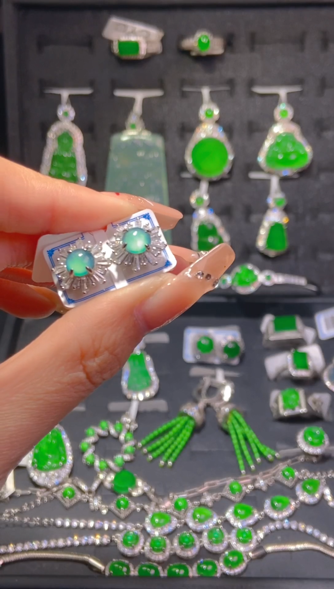 【闪购商品】翡翠耳饰未镶嵌天然翡翠A货90