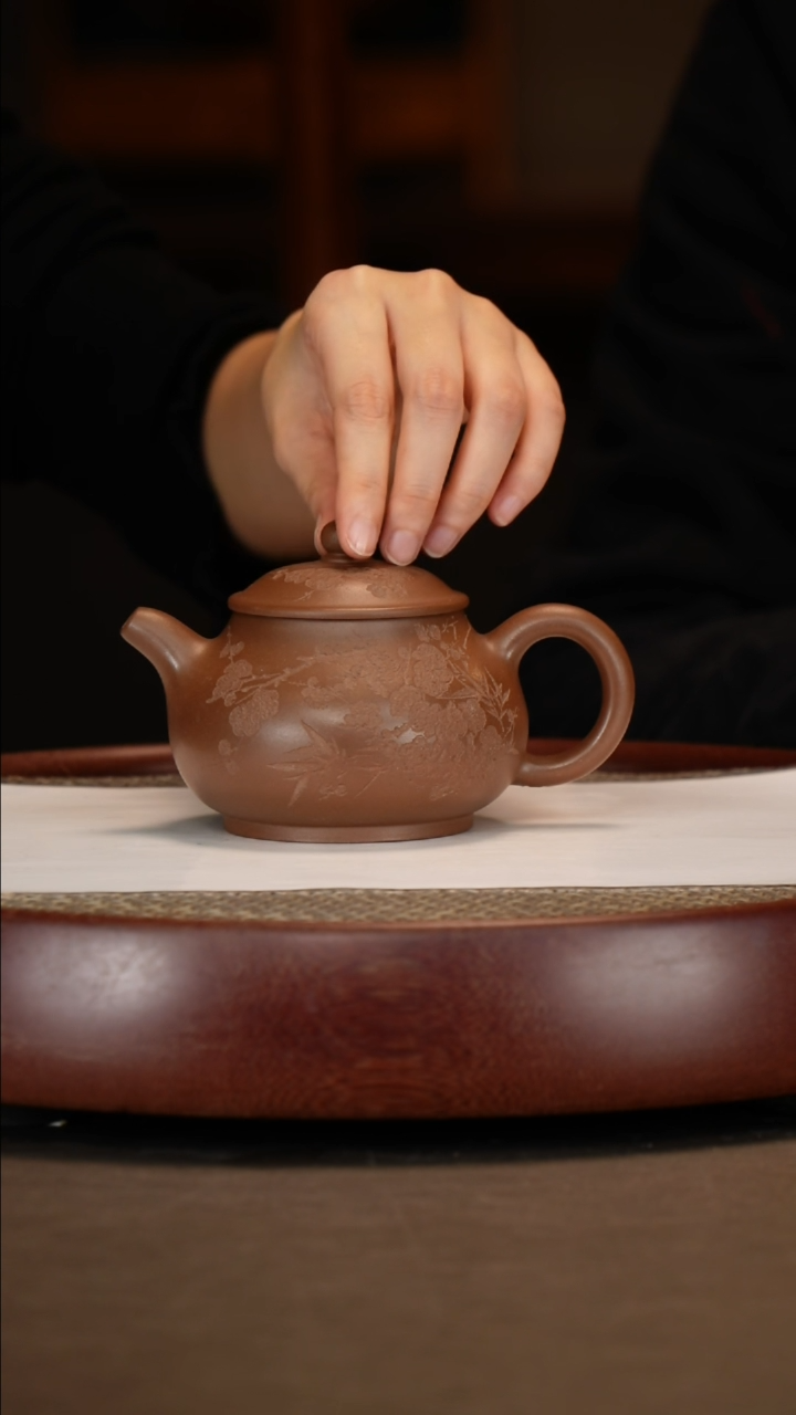 【闪购商品】紫砂茶壶某国天青潘壶240c+花开富贵+福