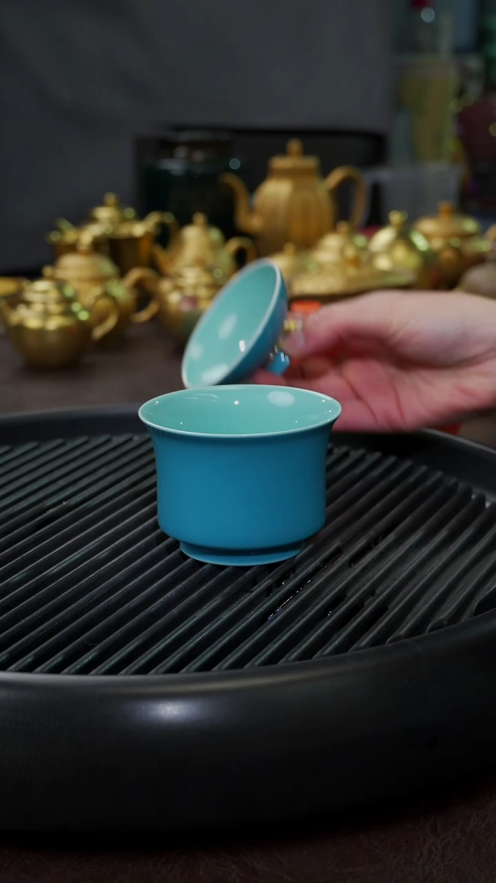 【闪购商品】杯【宜景窑松石蓝系列】盖碗