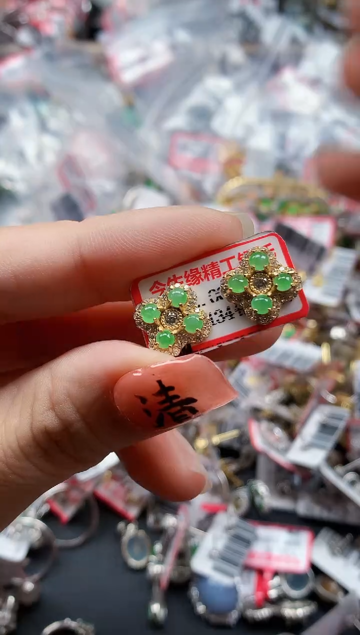 银S925镶嵌戒指翡翠天然A货缅甸翡翠