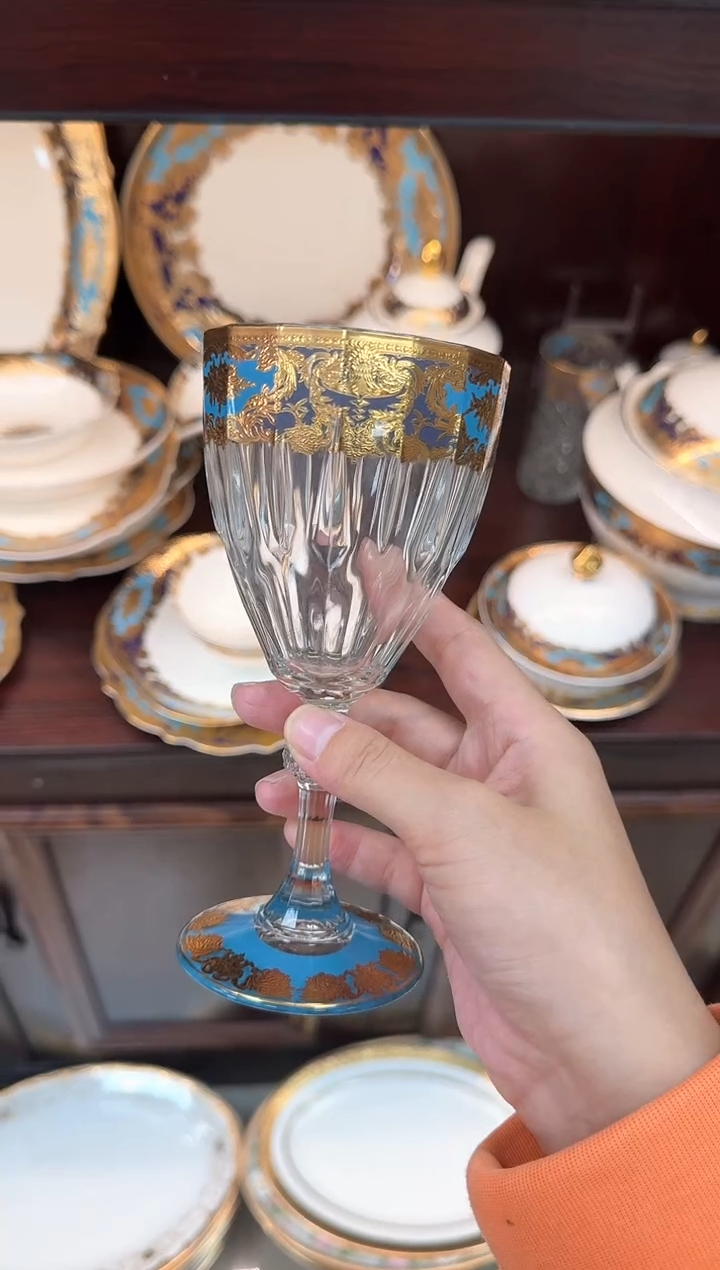 【闪购商品】瓷片高脚玻璃杯2个微瑕  春节活动福利价