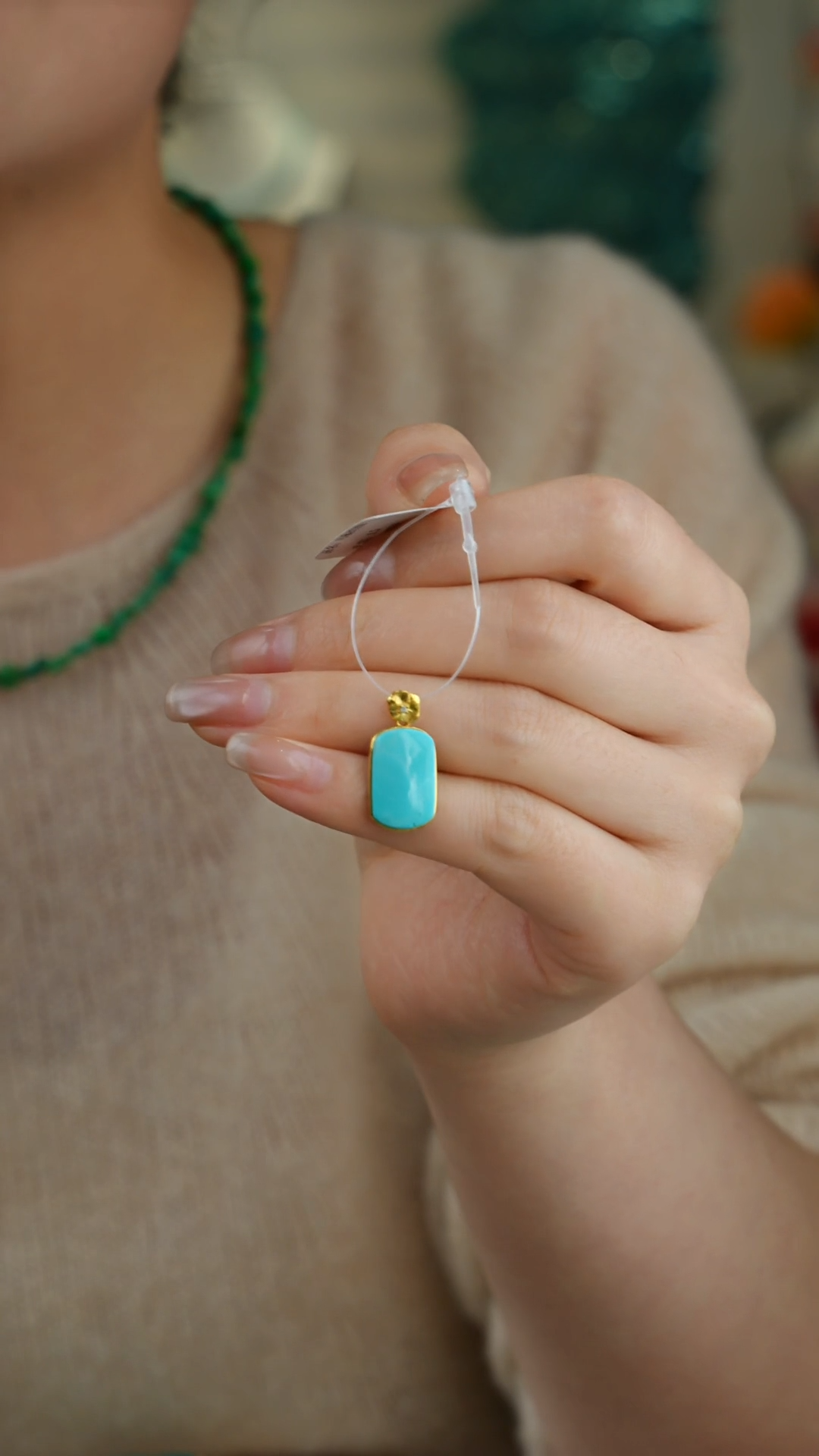 【闪购商品】绿松石吊坠(不含链)18K金镶嵌1