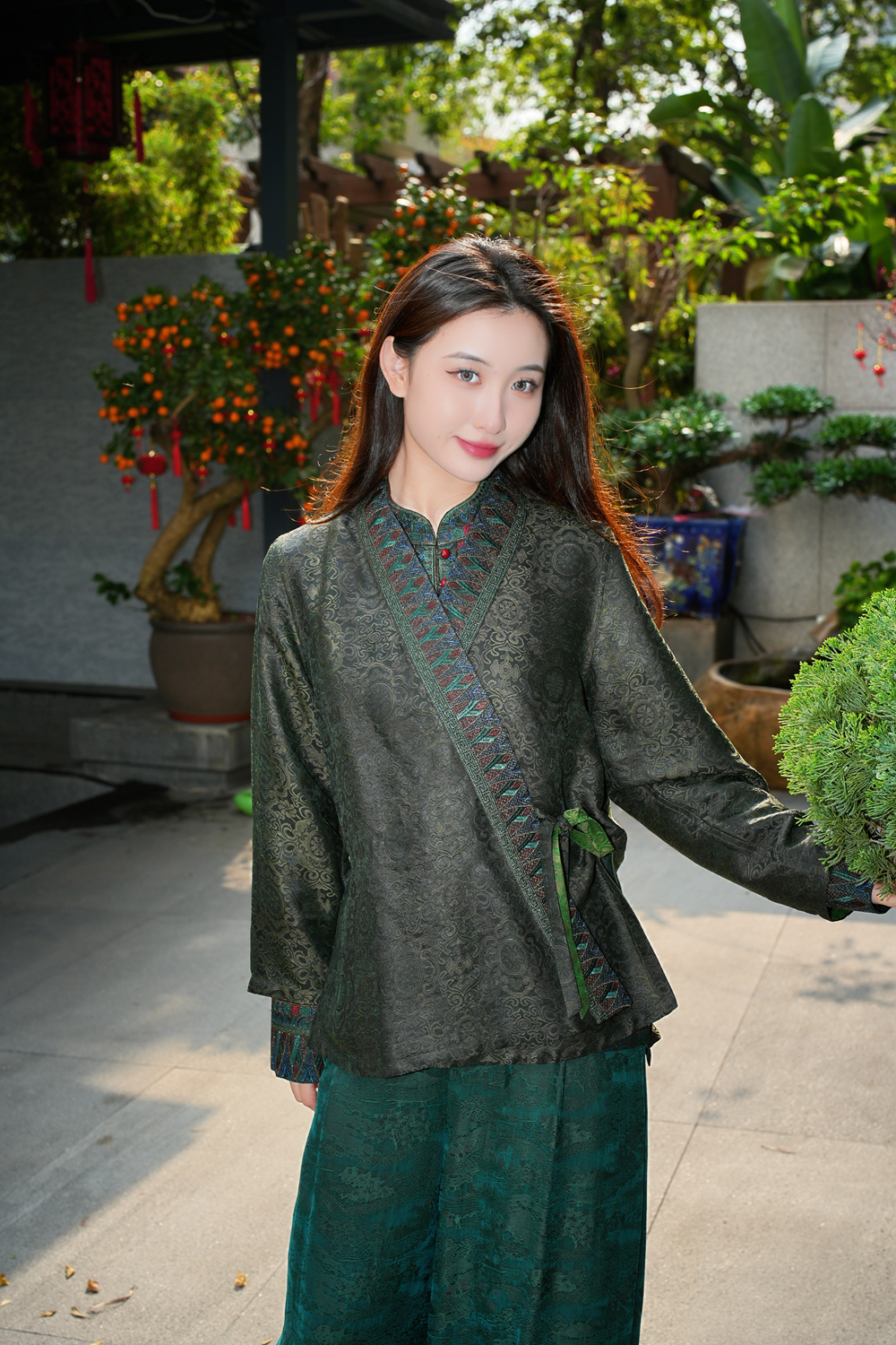 蓝大【笏板】新中式桑蚕丝太太服7574