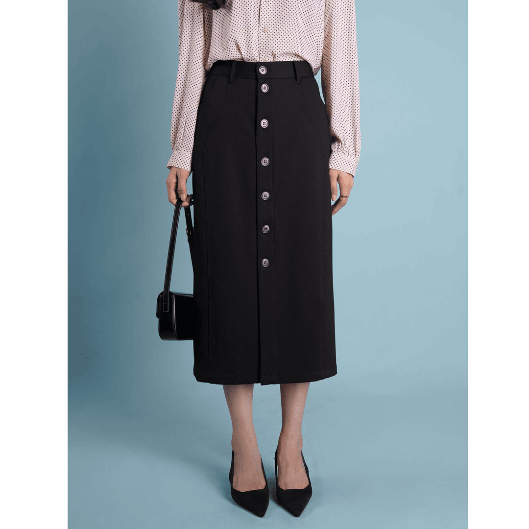 AMASS/阿玛施25年新款黑色百搭显瘦气质半身裙520011-4241211