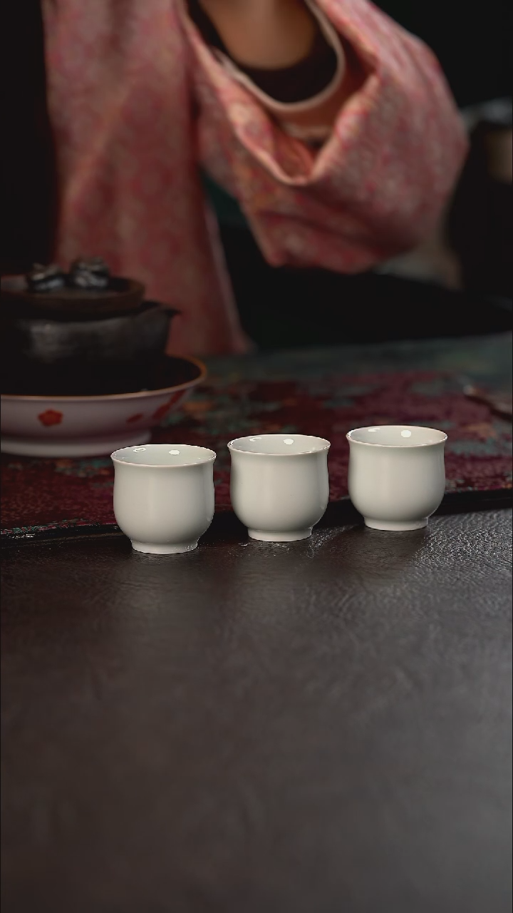 厚力煊仿古素胎小玉兰杯 三只