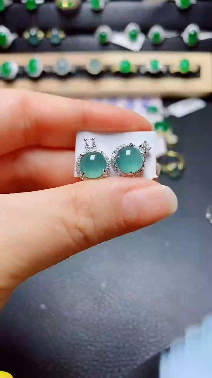 银S925镶嵌戒指翡翠  天然翡翠A货s925银镶