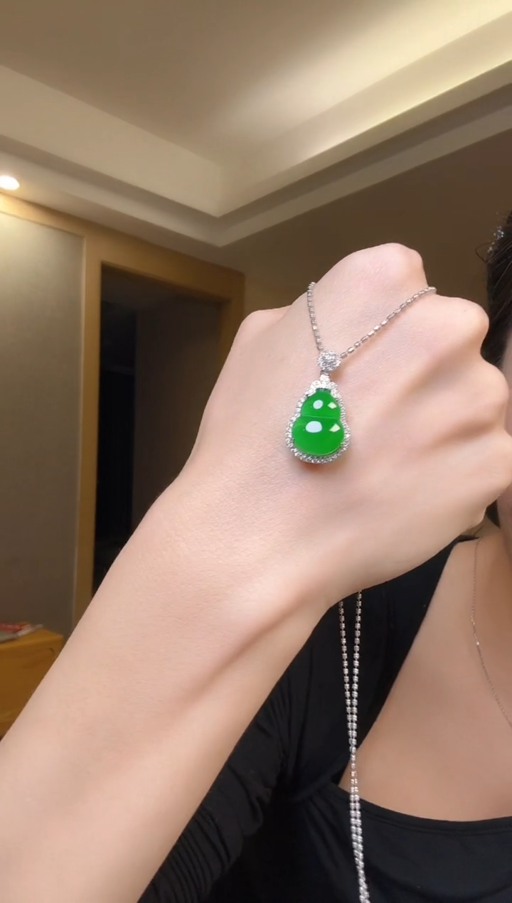 翡翠银S925镶嵌吊坠(不含链)天然翡翠吊坠