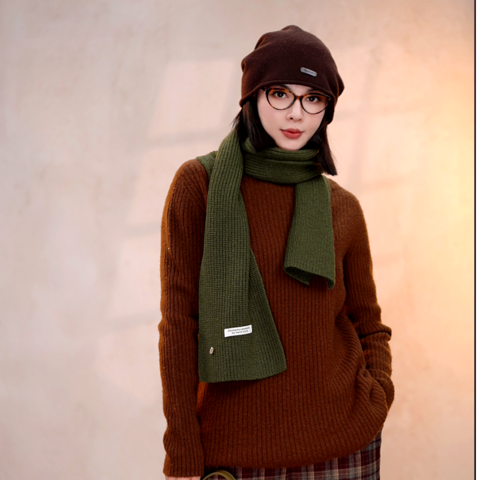 秋冬针织纯色小贝壳羊毛围巾