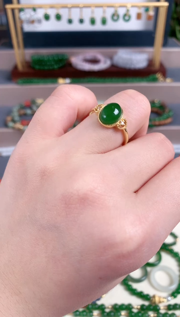 银S925镶嵌戒指和田玉1