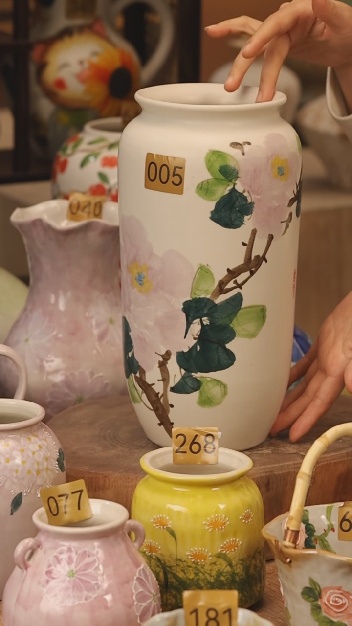 陶瓷景德镇设计师手作花器摆件侘寂风@M005@