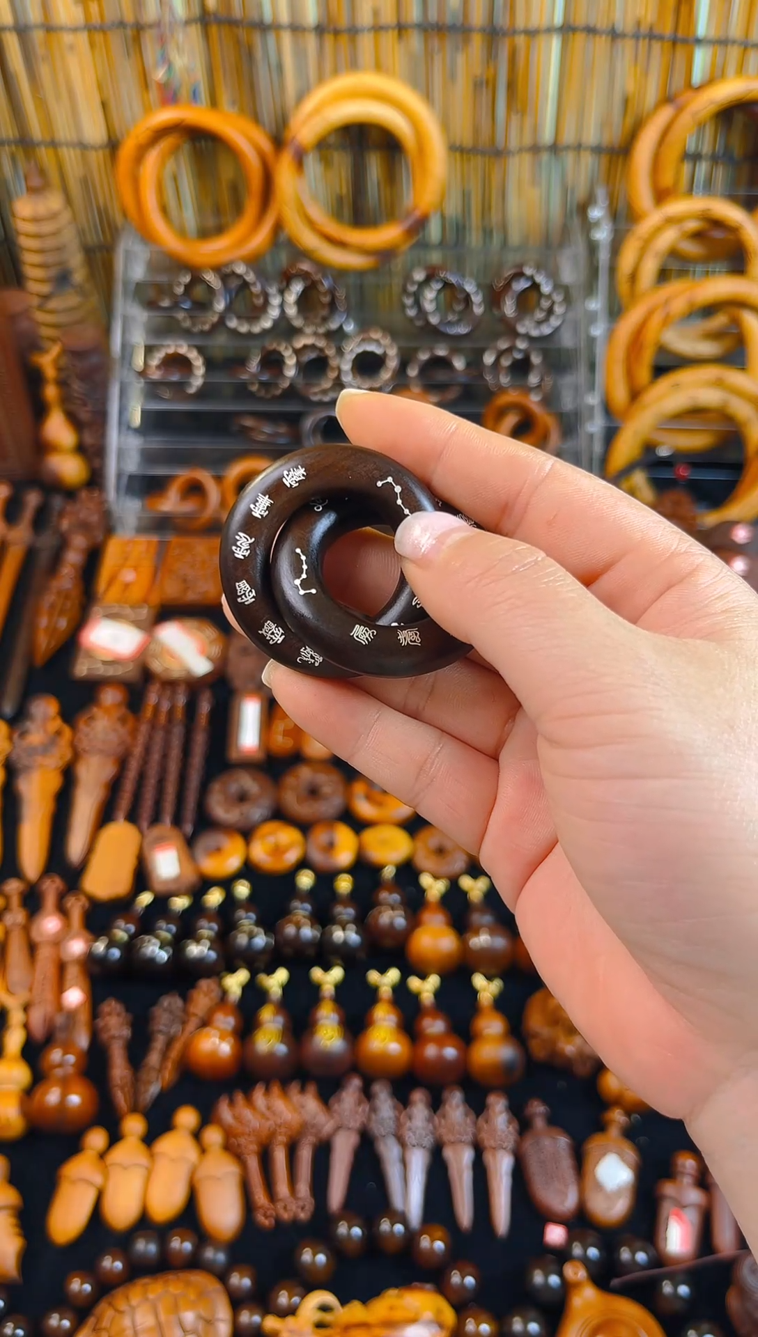 雷击木，枣木玉化料银十字乾坤圈