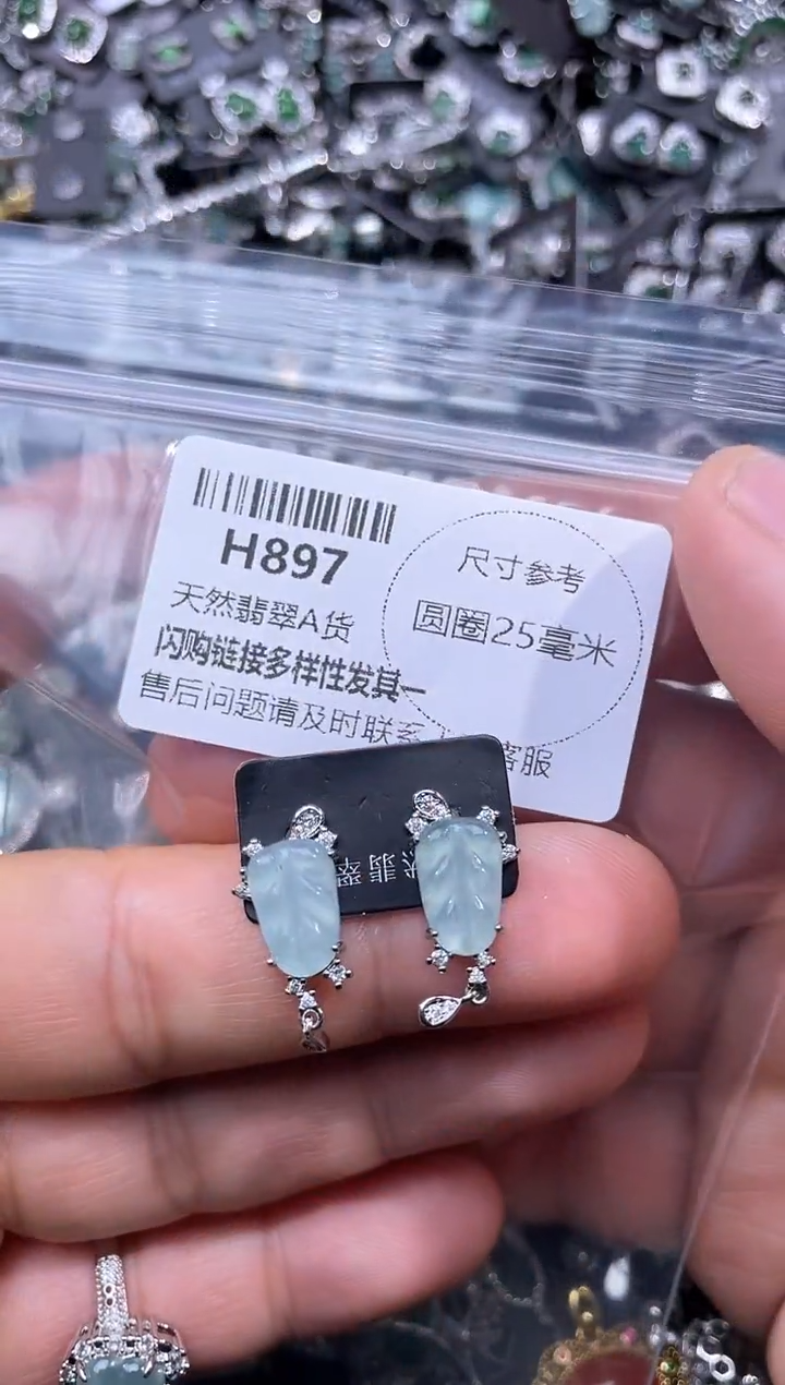 【闪购商品】翡翠颈饰未镶嵌H897耳钉