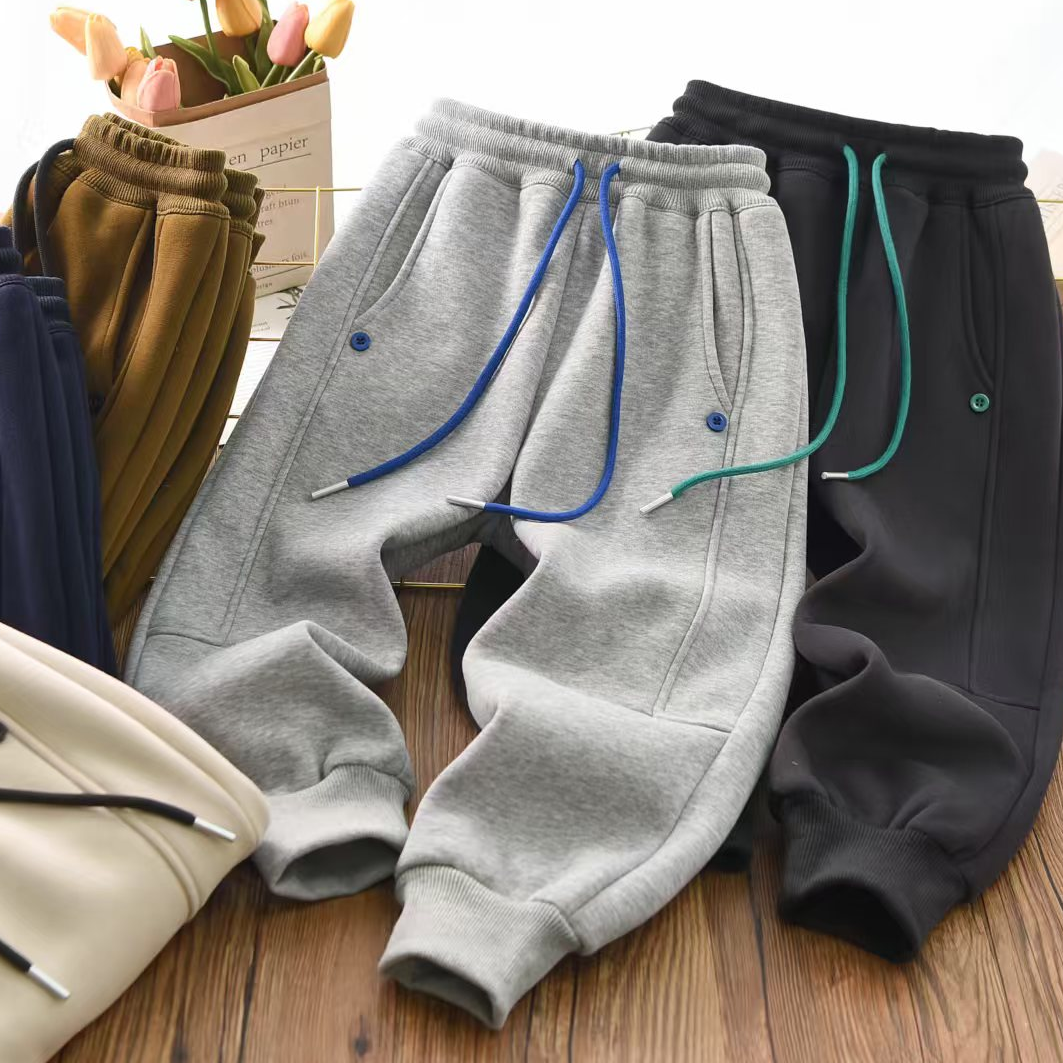 加绒卫裤儿童撸猫绒加厚运动裤中大童男童儿童休闲裤子-85822