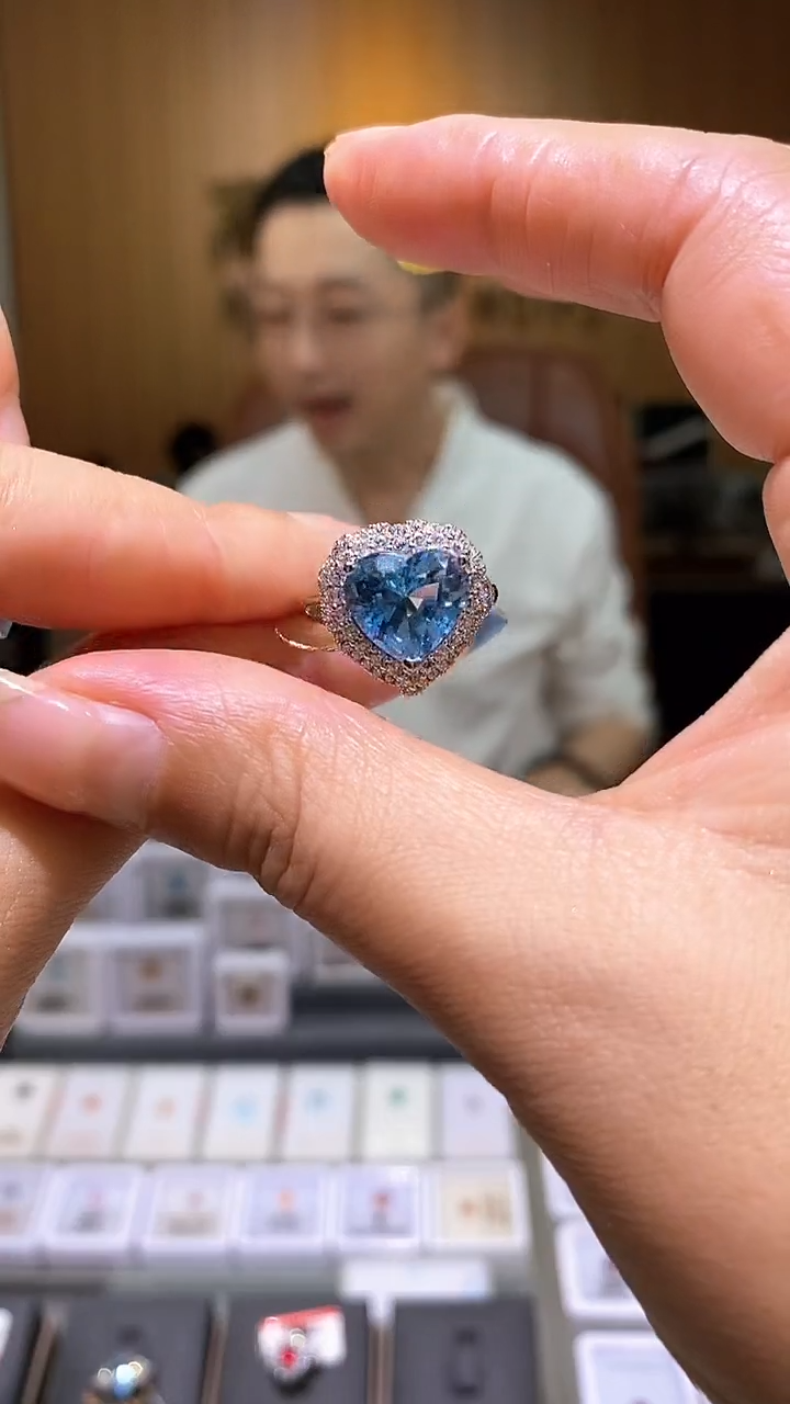 托帕石戒指银S925镶嵌天然托帕石