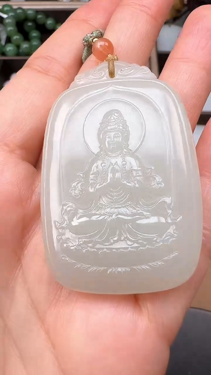 【闪购商品】和田玉吊坠未镶嵌0612白玉坐莲观音双手合十