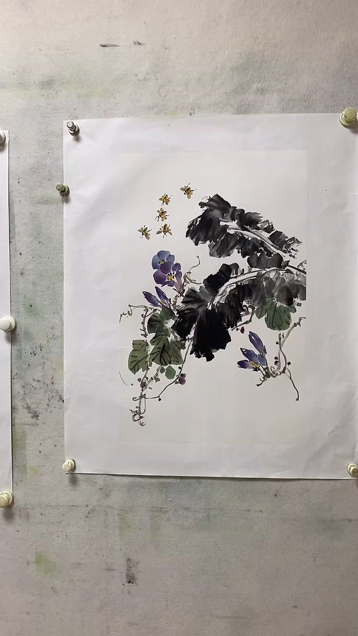 国画刘国铭手绘《写意花鸟》