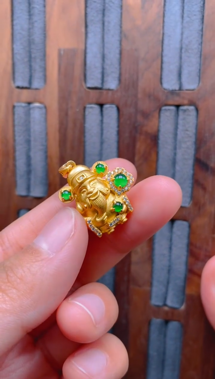 翡翠银S925镶嵌吊坠(不含链)财神吊坠