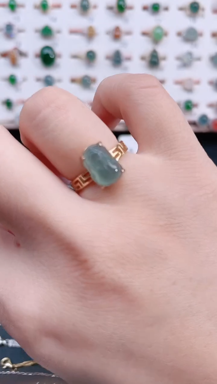 银S925镶嵌戒指翡翠天然翡翠