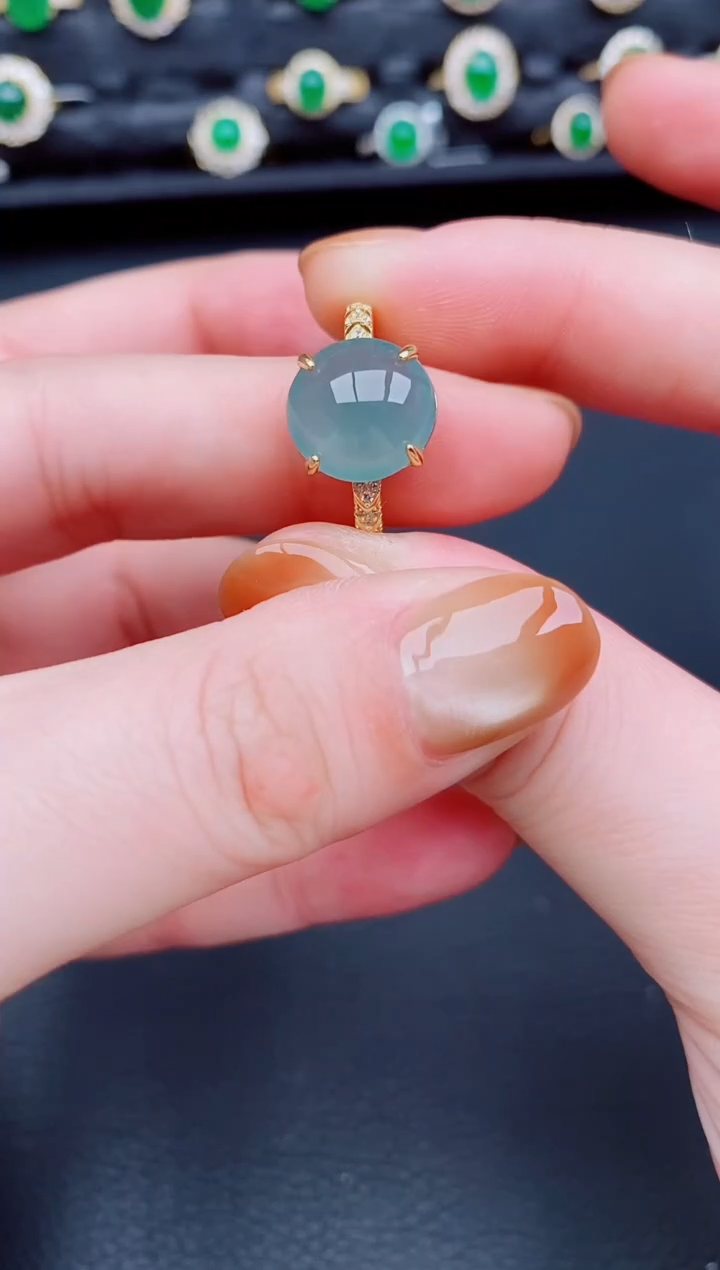 【闪购商品】翡翠戒指银S925镶嵌天然a货翡翠95