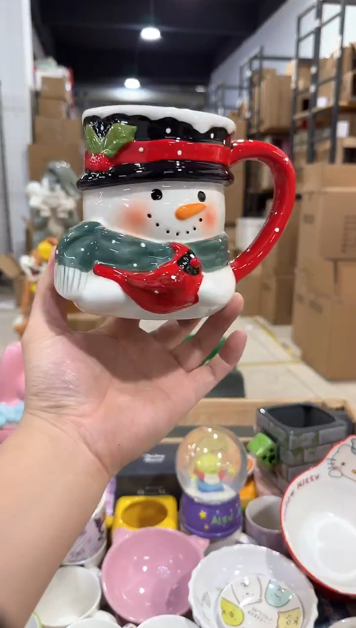 瓷片雪人半身杯 