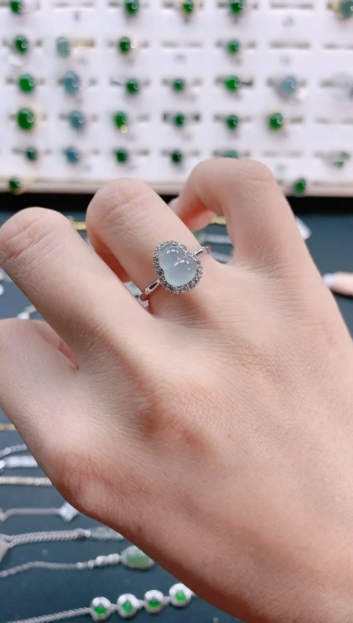 【闪购商品】翡翠戒指银S925镶嵌天然翡翠