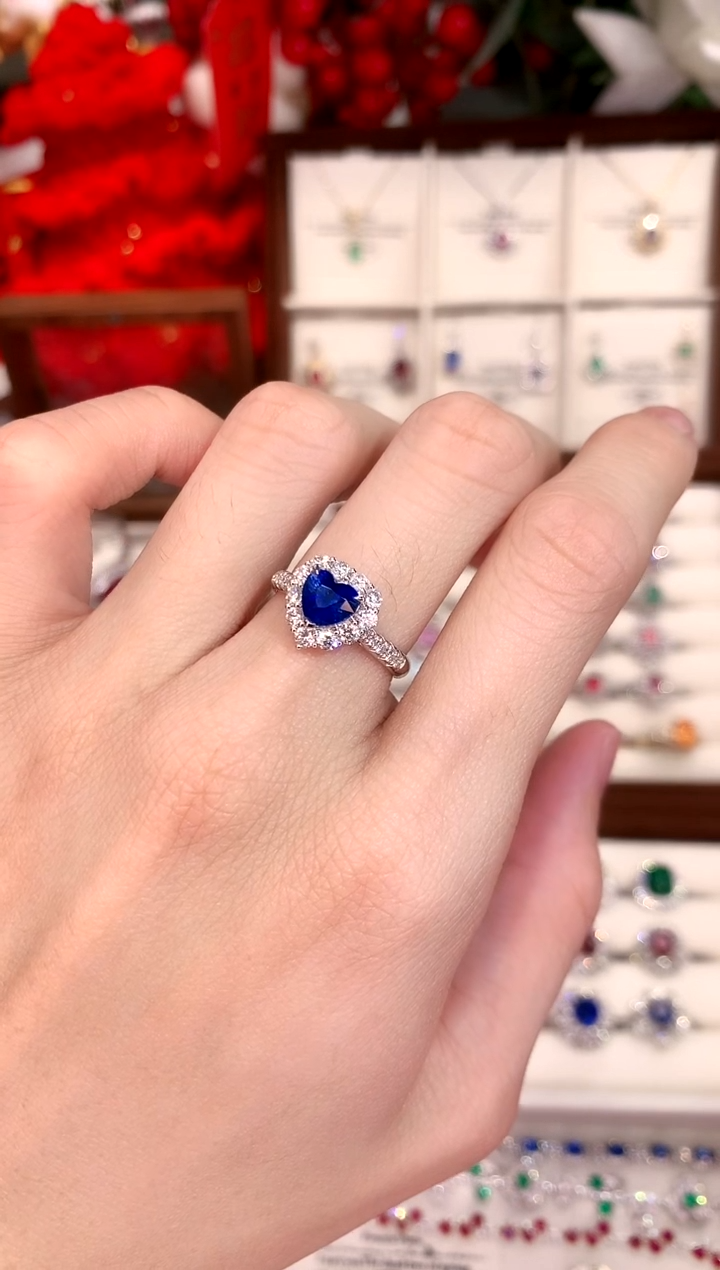 【闪购商品】蓝宝石戒指18K金镶嵌ct/天然宝石/七天无理由