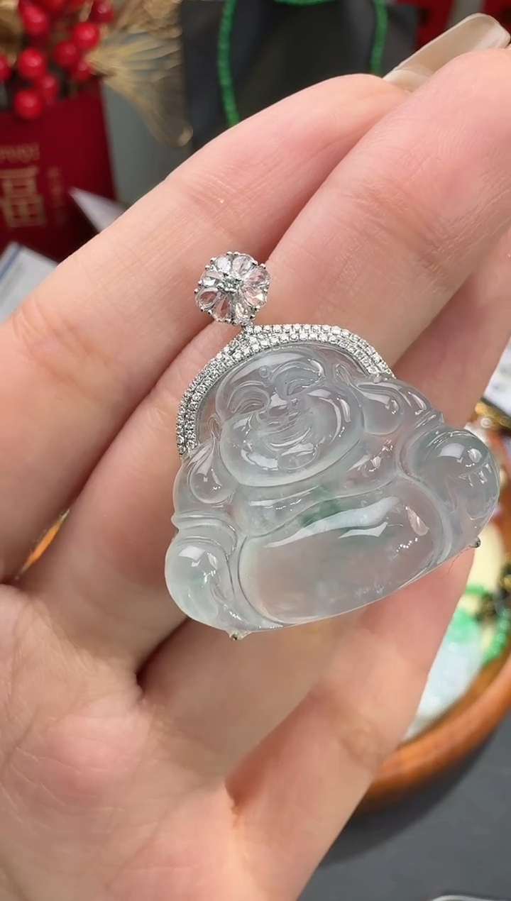 【闪购商品】翡翠颈饰18K金镶嵌挂件