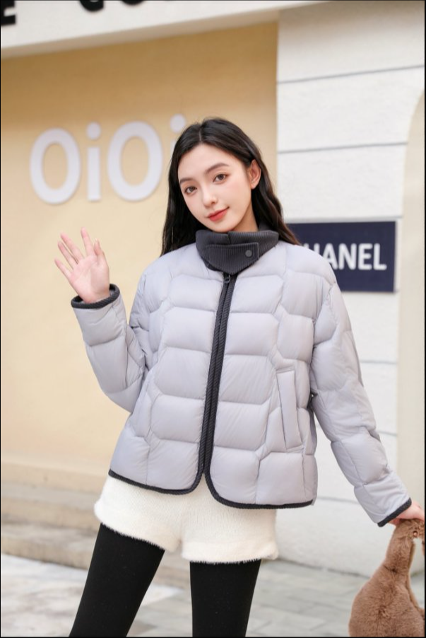 欧若风简约宽松廓形翻领轻薄款鹅绒服/83015羽绒服