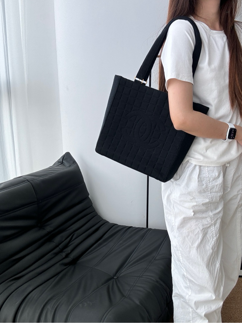 95新 Chanel/香奈儿 9573 Chanel 双C大logo布面pst款单肩包