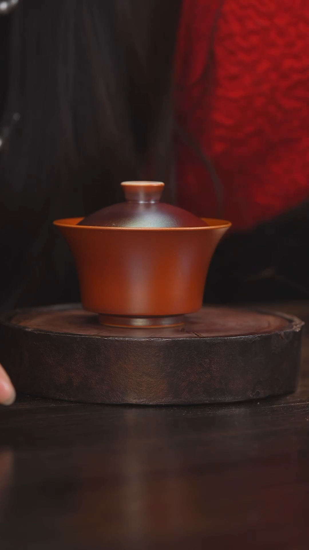 【闪购商品】杯23柴房陶瓷丨金红马蹄盖碗