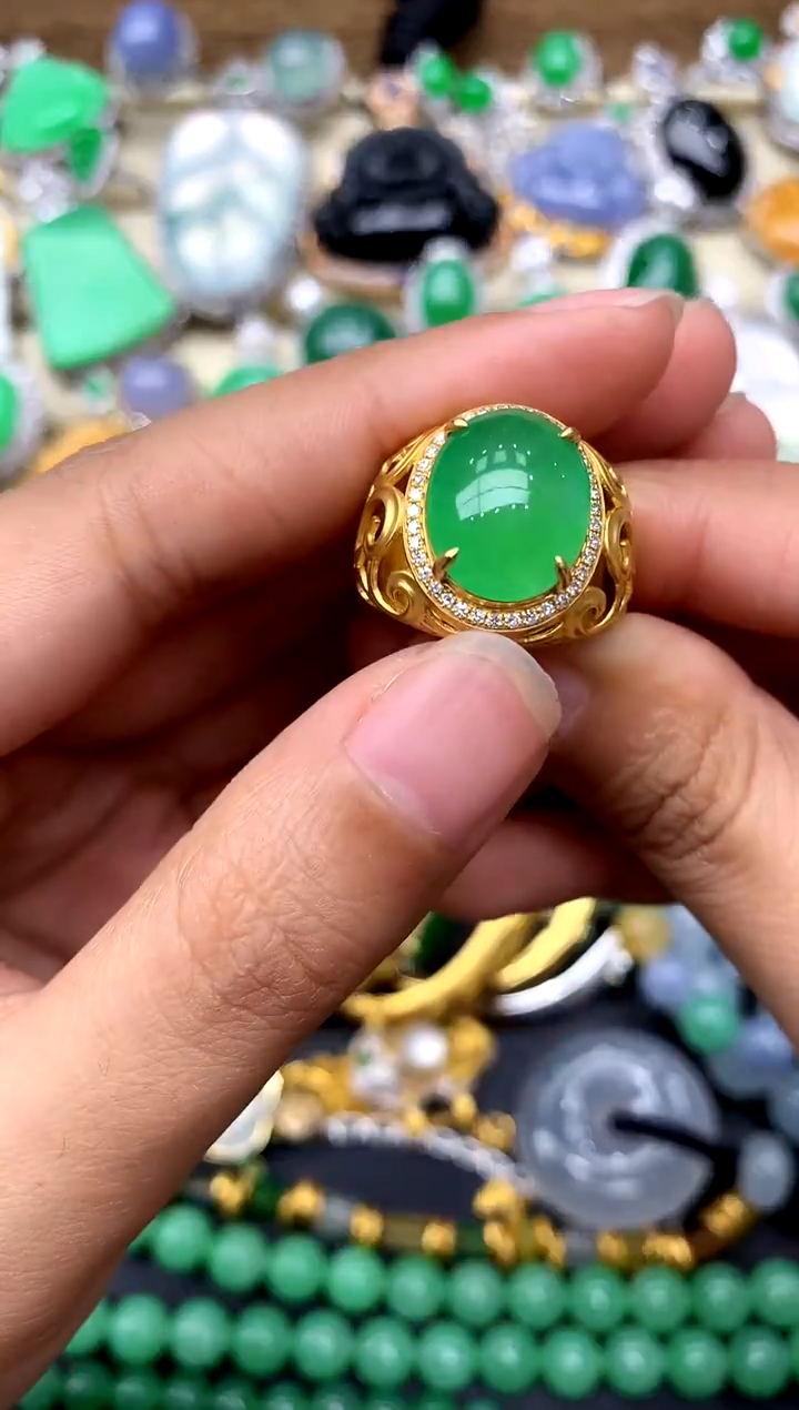 【闪购商品】翡翠戒指18K金镶嵌193-中国好珍宝