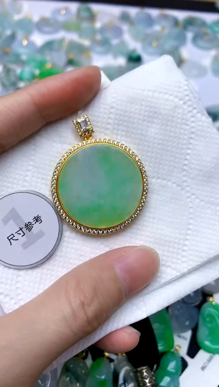颈饰银S925镶嵌翡翠天然A货翡翠