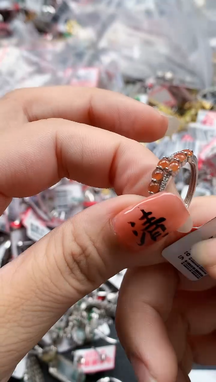 银S925镶嵌戒指翡翠天然A货缅甸翡翠