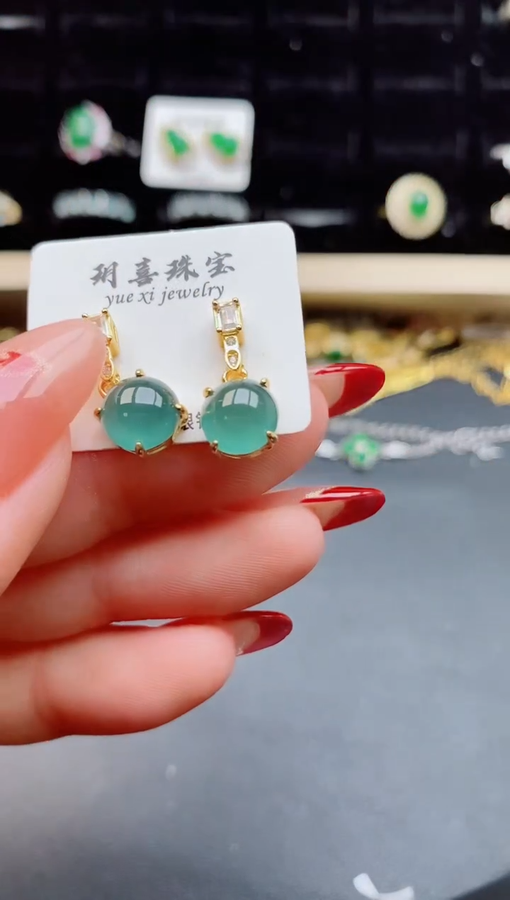 【闪购商品】翡翠耳饰银S925镶嵌5080550