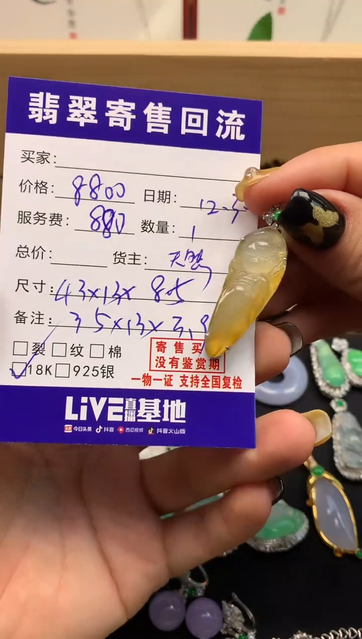 颈饰18K金镶嵌翡翠天然缅甸A货翡翠