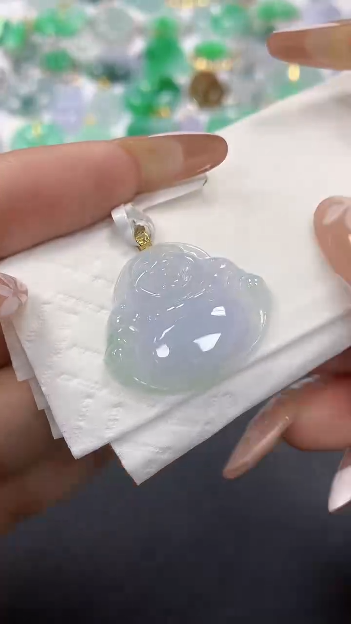 颈饰18K金镶嵌翡翠a货假一赔三支持复检百元上9元证书费自理