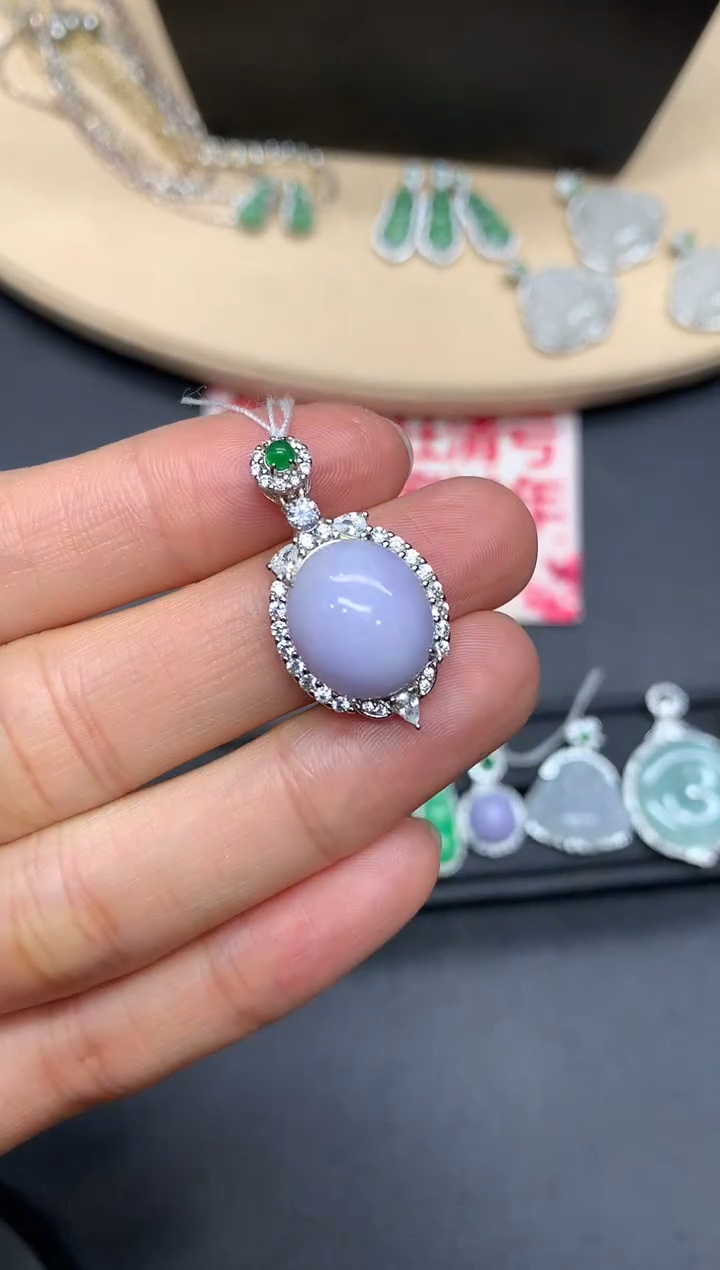 【闪购商品】翡翠吊坠(不含链)银S925镶嵌蛋面【多样性发其一】