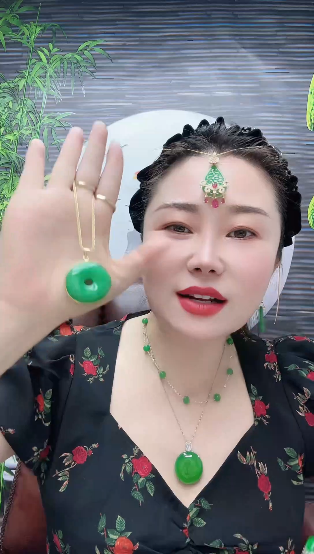翡翠14K金镶嵌颈饰平安扣吊坠
