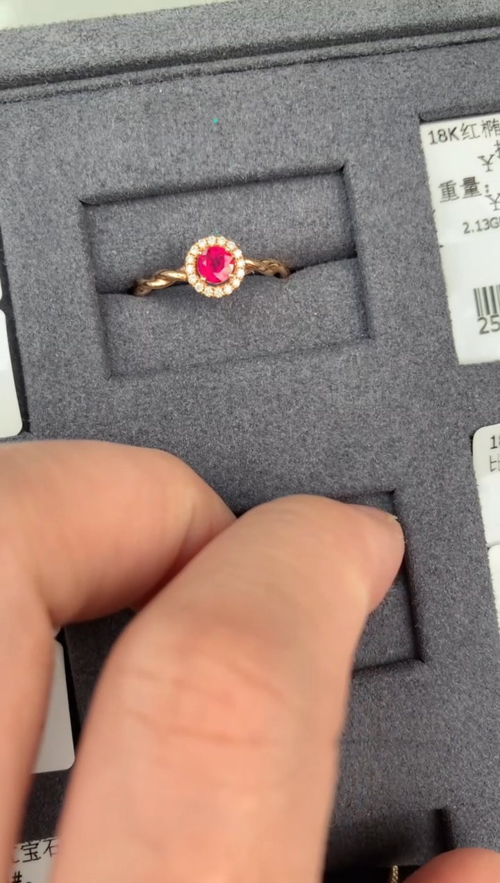 【闪购商品】红宝石戒指18K金镶嵌26分红宝石戒指