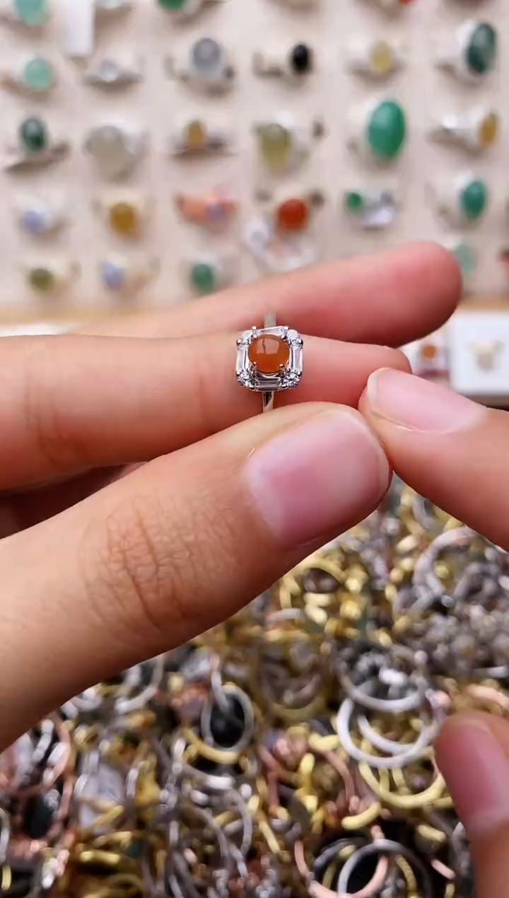 【闪购商品】翡翠戒指银S925镶嵌缅甸翡翠