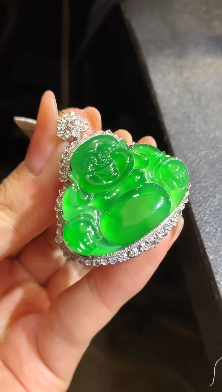 【闪购商品】翡翠吊坠(不含链)18K金镶嵌84-佛公