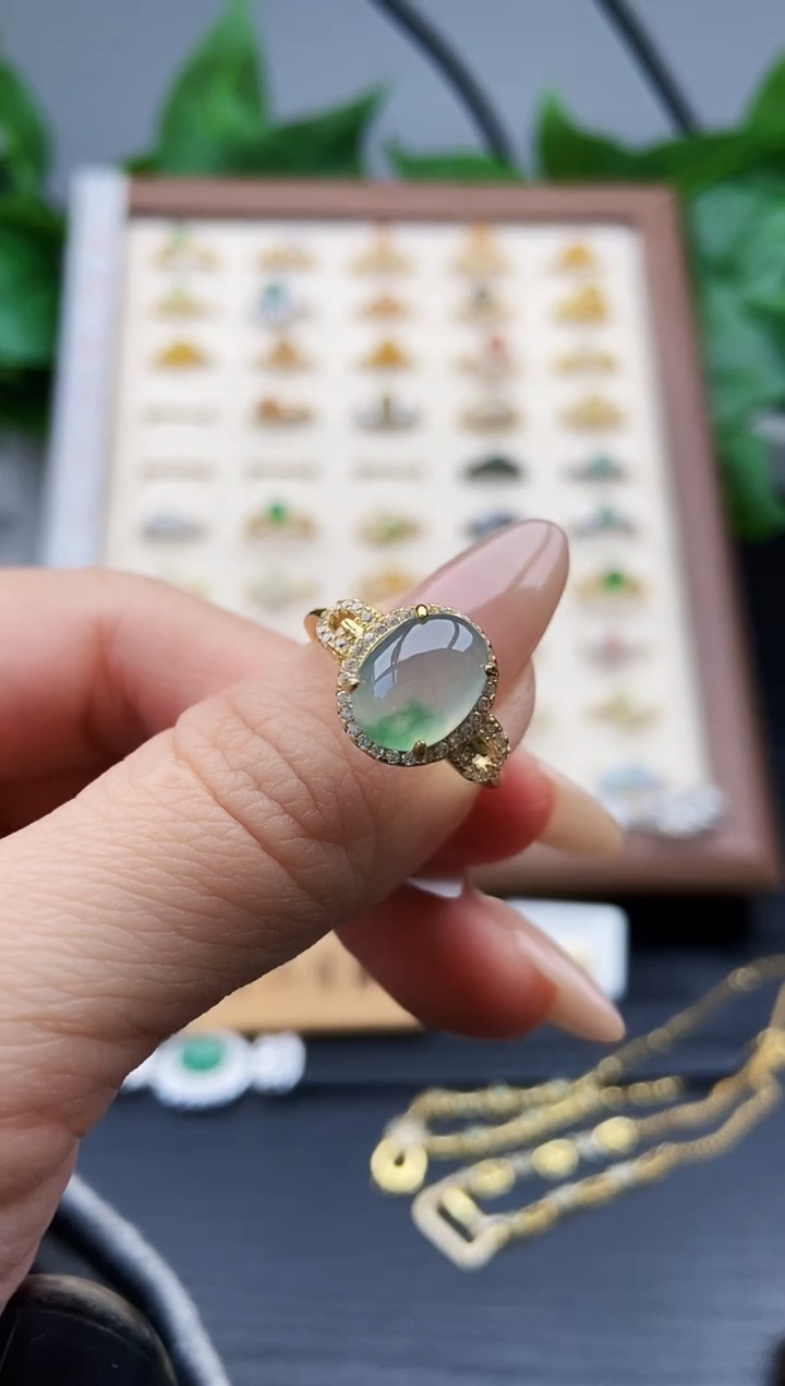 银S925镶嵌戒指翡翠琳*酱12